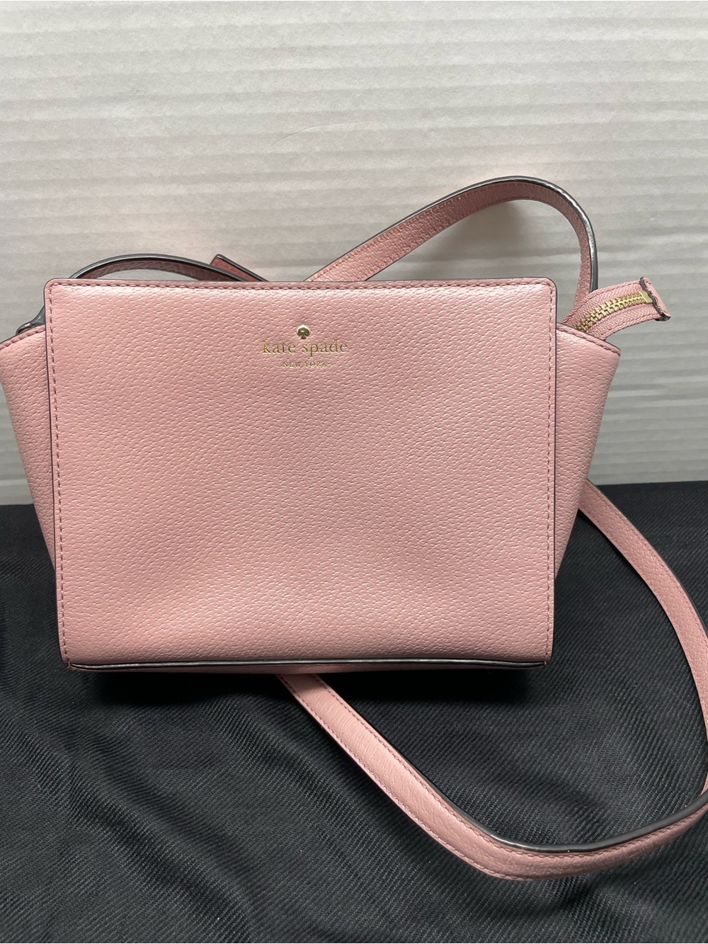 kate spade Blush Pink Pebbled Leather Crossbody with Gold Accent